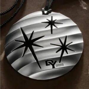 David Yurman Cable Edge Holiday Ornament Round w Cutout Stars